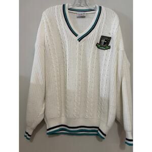 Vtg Golf Sweater Made in England Knit V Neck Preppy Old Money Mens Large